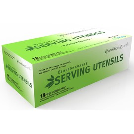 Transitions2earth Biodegradable EcoPure Economy Serving Utensils Combo Pack - 18 Count - Earth-Friendly, BPA-Free, Heavy Duty, Heat Resistant, Recyclable Utensils