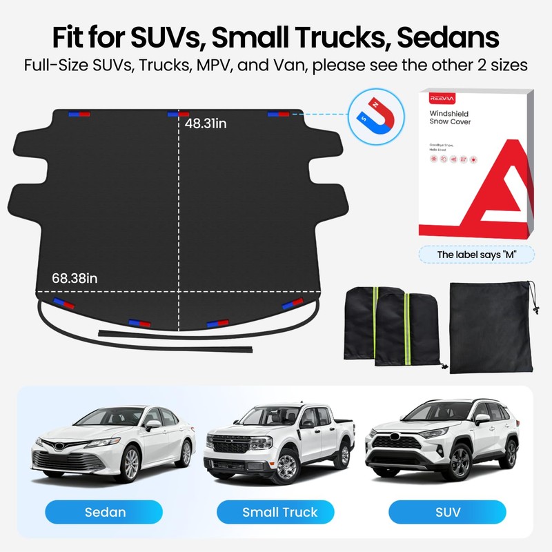 REEVAA Upgraded Car Windshield Cover for Ice & Snow [All-Weather