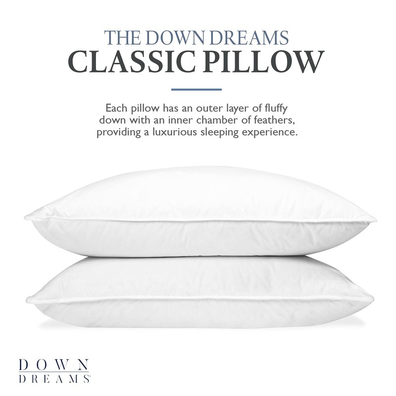 Down Dreams Manchester Mills Classic Pillows - King/Medium Support 2-Pack
