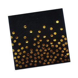 meioro Wedding Party Napkins Disposable Cocktail Paper Napkins, 2-ply,with Rose Gold Foil Polka Dot Confetti For dinner, Wedding Shower and birthday party decorations(black-6.5 x 6.5 In, 100 Pack)