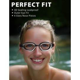 ZABERT Clear Swim Goggles,W2 Swimming Goggles for Adult Men Women, Anti-fog UV Protection No Leaking,Black Clear