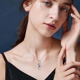 PELOVNY - Collar de urna de cremación de rosa/loto, girasol, flor de lirio, para cenizas, plata de ley, corazón o lágrima, joyería conmemorativa para mujer, Plata esterlina, No