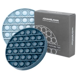 Pop It Fidget Toys 2-Pack, Sensory Toys for Adults & Kids, Stress & Anxiety Relief Toys, Stylish Scandinavian Design, Robust & Firm, Poppet Loud on Both Sides (Blue)