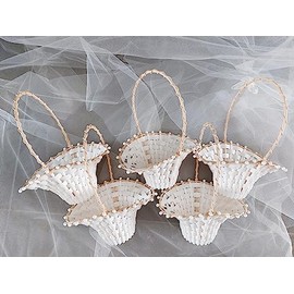 Set of 5 Wedding Baskets Biedermeier Basket Vintage Design Cream White Each Approx. 22 x 17 cm
