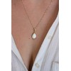 Opal gold necklace pendant, White Opal teardrop pendant, 14k gold