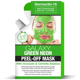 DERMACTIN Galaxy Green Neon Peel Off Facial Mask with Avocado and Centella Asiatica 1.76 oz. - Exfoliating Face Mask Peel Off