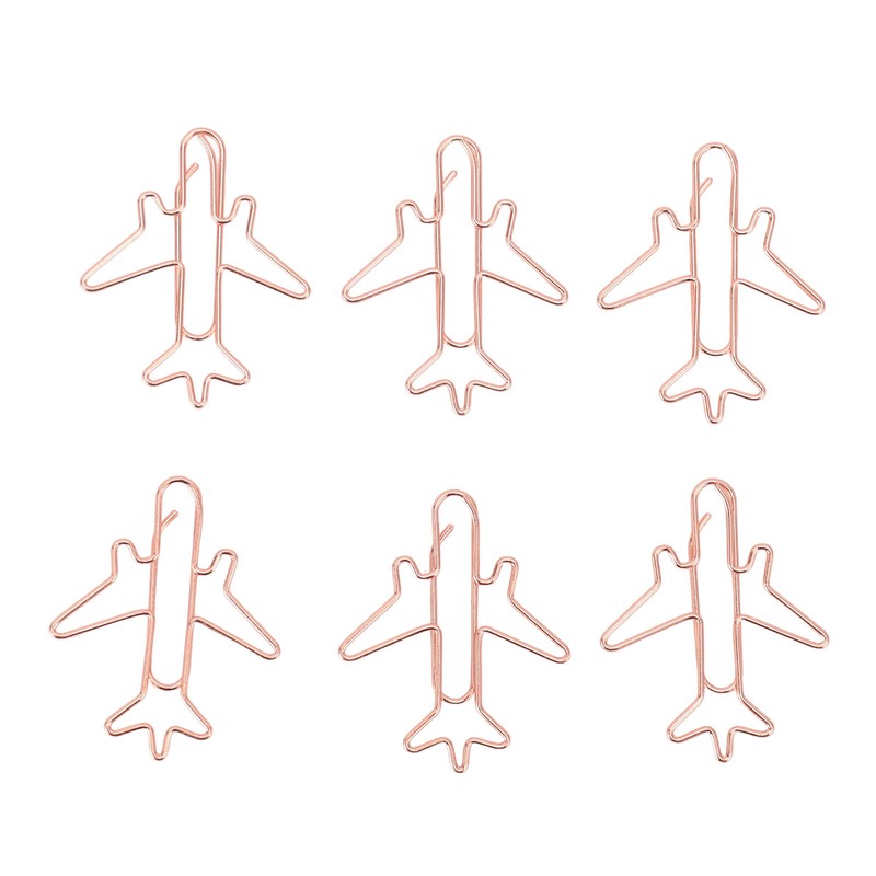 80pcs Airplane Shaped Paper Clips Rose Gold Prevent Rust Plane