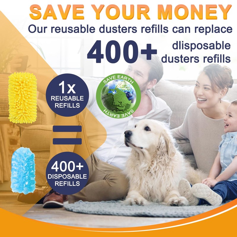 KeFanta Reusable Duster Refill for Swiffer, 360° Heavy Duty Duster