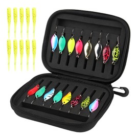 RYAN Spoons Trout Fishing Lure Set 2.5 g / 3.5 g / 5 g with 10 Soft Bait Blinker Fishing Accessories Trout for Various Freshwater Fish Used Artificial Bait Spinner Fishing