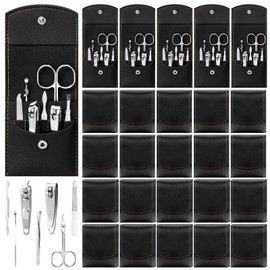 Geosar 50 Set Travel Manicure Kit Nail Clippers Pedicure Professional Nail Care Tools Stainless Steel Grooming Nail Set with Portable Travel Case Gifts for Family(Black)