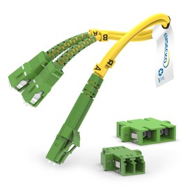 EMSECKO Fibre Optic Cable SC/APC to LC/APC Duplex Singlemode 22 cm 3.0 with Adapter (LC/APC-SC/APC-SM-DX)