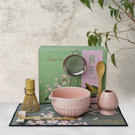 Joyscale Matcha Whisk Set, 8 Pcs Pink Matcha Kit Set, Ceramic Matcha Set Whisk And Bowl For Making Breakfast/Latte, Matcha Bowl And Whisk Set, Matcha Starter Kit