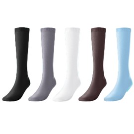 5 pares de calcetines de compresión graduados de 2XL multicolores, 15-20 mmhg, para hombres y mujeres, hasta la rodilla, el mejor apoyo durante todo el día, Blanco, R. Azul, Gris, Negro, café, XX-Large