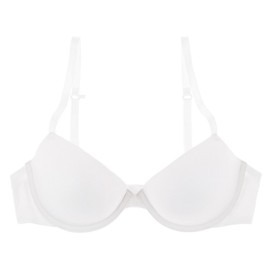 Undies.com Women's Oh Darling Demi Push Up Bra with Ultra-Soft Custom-Knit Microfiber & Underwire Support, 2-Ply Wings, Lightly Lined, J-Hook Closure, 36C, Optic White