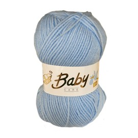WoolCraft Baby Care DK Knitting & Crochet Yarn, Popular Range of Beautifully Soft Baby Yarn Available in a Selection of Shades, 100% Acrylic, 300 Metres, 100g Balls, Single Ball, Baby Blue