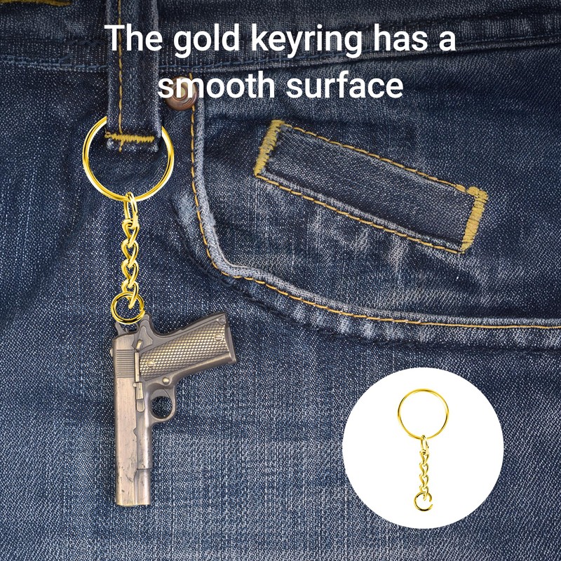 100Pcs Gold Keychain Ring Set,Splits Key Ring Hoops with Chain