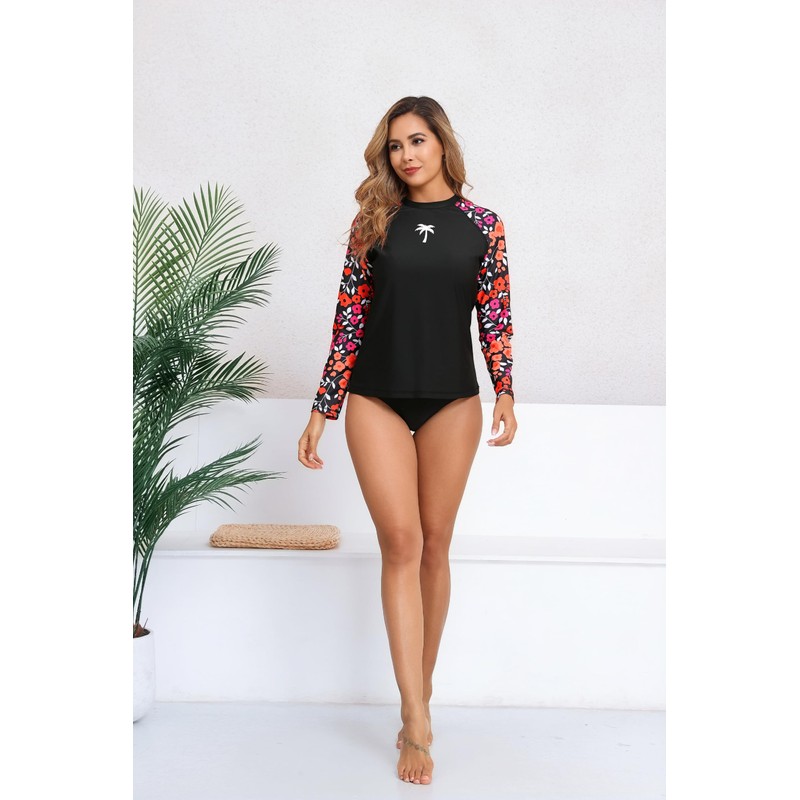Halcurt Women's Long Sleeve Rash Guard Swim Top UPF50+ SPF