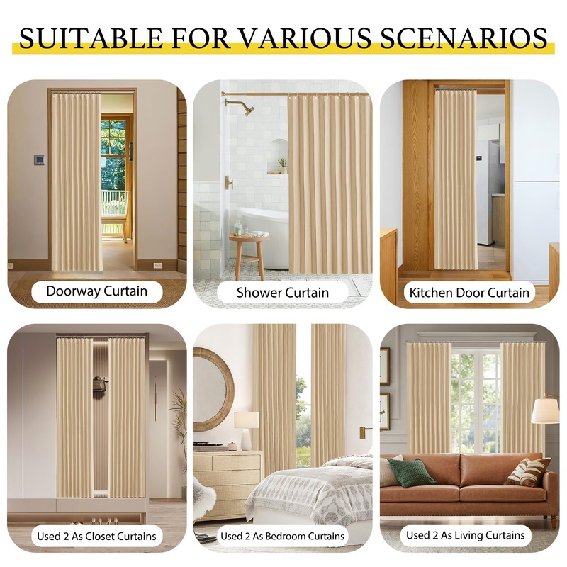 NICETOWN 80 Inches Long Curtain for Open Closet, Pleated Folding