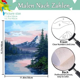 Qianbaiuk Pack of 4 Paint by Numbers Adult Landscape, Painting by Numbers Adults, DIY Acrylic Pigment, for Art Home Decor (12 x 16 Inches)