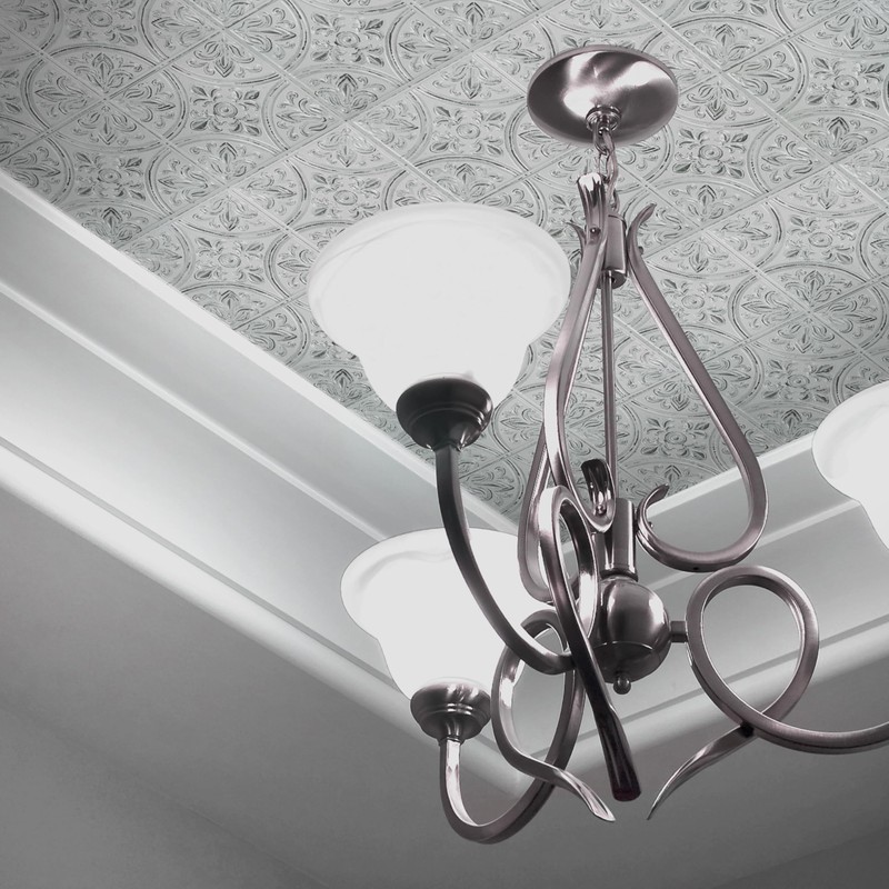 RoomMates TIL4623FLT StickTiles White Tin Peel and Stick Tile Backsplash,