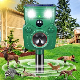 2 Pack Solar Animal Repellent Ultrasonic Animal Repeller Deer Repellent Cat Deterrent Outdoor Motion Detection, Waterproof Dog Squirrel Raccoon Fox Skunk Bird Repellent with LED Flash for Yard Garden