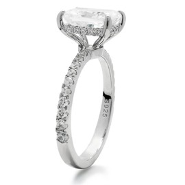 Bo.Dream Radiant Cut 2 Carat Cubic Zirconia Engagement Rings for Women Platinum Plated Sterling Silver Size 6