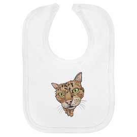 Azeeda 'Ginger Tabby Cat with Green Eyes' Soft Cotton Baby Bib (BI00064567)