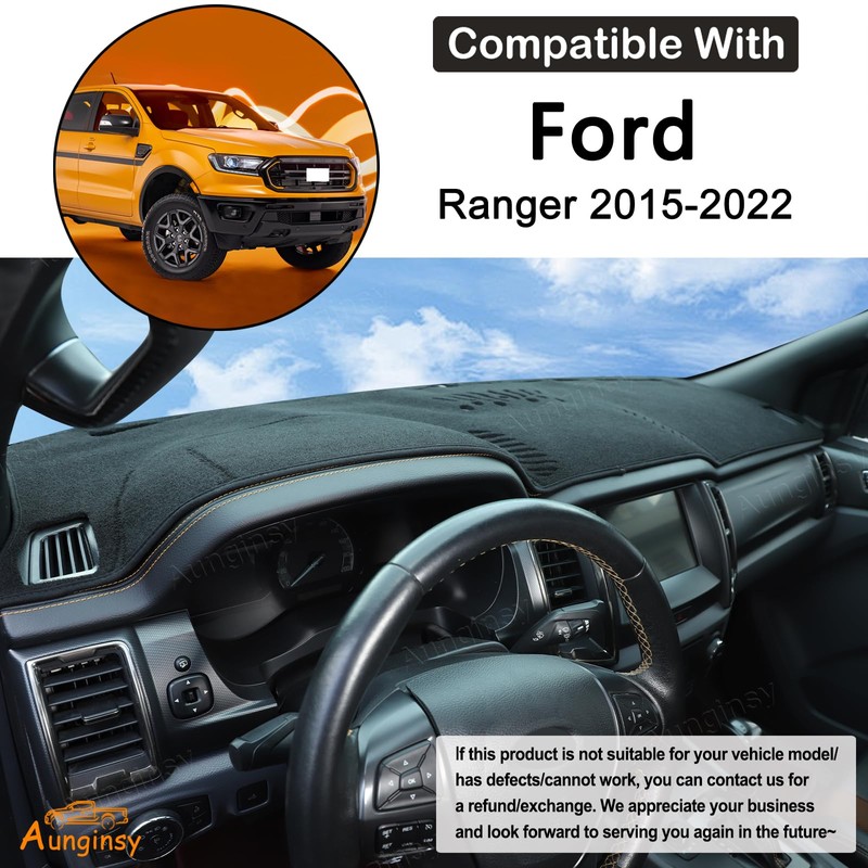 Aunginsy Car Dashboard Cover Mat Compatible with Ford Ranger 2015-2022