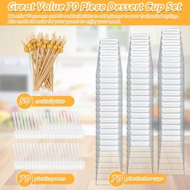 Jupwalz 190 Pcs 5 OZ Dessert Cups Set with Spoons Cocktail Picks, Clear Mini Dessert Shooter Cups, Plastic Parfait Cups for Party Appetizers Yogurt Pudding Fruit Ice Cream Jello Shooter Cup