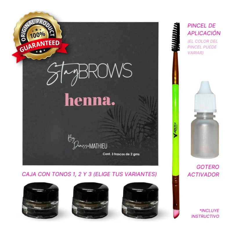 Kit Henna Cejas Hd 140 Aplicaciones Sombreado Stay Hd Brows