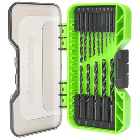 Greenworks 14 Pcs Black Oxide Drilling Bit Set,135 Degree Split Point, Black Oxide Coated, for Plastic, Wood and Metal
