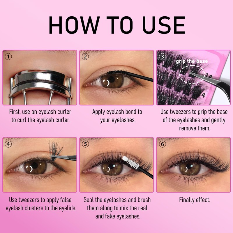 FREEORR 240Pcs Fluffy Lash Cluster, 200D Thick Volume Eyelash Clusters,