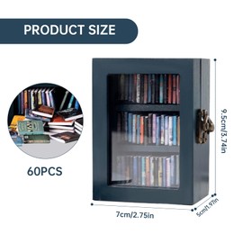 TABTAG Anxiety Bookshelf Mini Book Micro Display Stand a Miniature Library Equipped with 65 Mini - Books is an Ideal Decorative Gift for Book Enthusiasts (Blue)