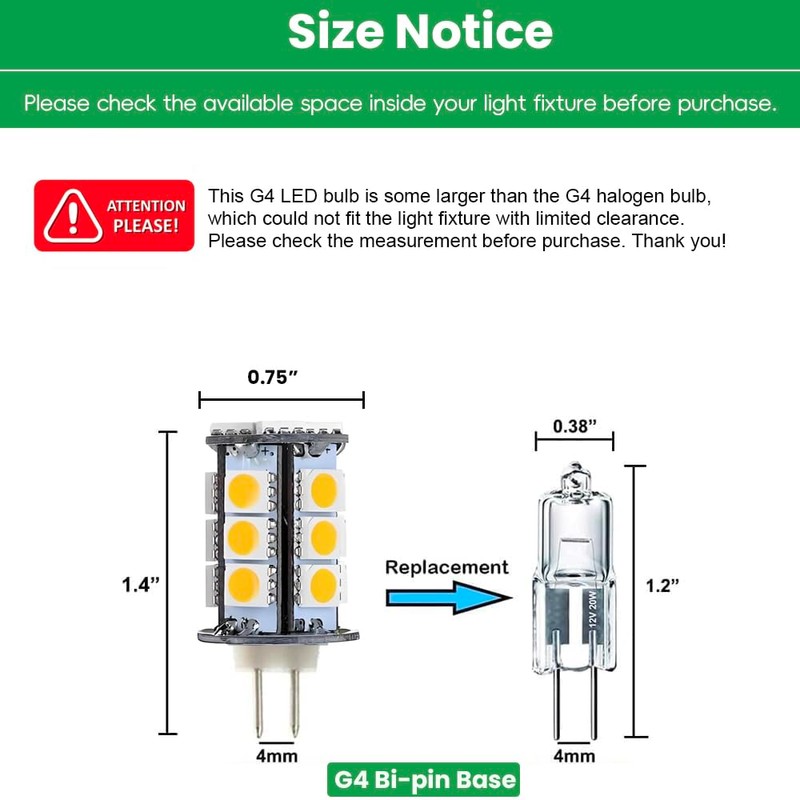 Makergroup T3 G4 Bi-pin LED Light Bulbs, 12VAC/DC Low Voltage