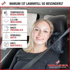 Walser Mila Lambskin Neck Support Car Neck Pillow Made of 100% Lambskin, Neck Pillow Car, Neck Pillow Travel, Travel Neck Pillow, Travel Pillow, Travel Pillow, Aeroplane Pillow, Anthracite