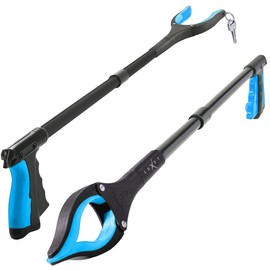 Grabber Reacher Tool - 2 Pack - Updated Version Long 32 Inch Foldable Pick Up Stick - Strong Grip Magnetic Tip Lightweight Trash Picker Claw Reacher Grabber Tool Elderly Reaching - by Luxet (Blue)