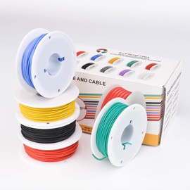 28 Gauge Wire Stranded Electrical Wire 28 AWG Electric Hook Up Wire Kit Flexible Silicone Tinned Copper Wires, OD:1.2mm, 5 Colors 32.8ft Each, with Free 20pcs φ3mm Heat Shrink Tubing