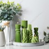 Threlaco 6 Pcs Ribbed Pillar Candles, Green