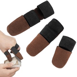 Aliceset 3 Pcs Thumb and Finger Guards for Wood Carving 3 Size Durable Leather Finger Protectors for Crafting Woodworking Kit, Comfortable Fit for All Hand Sizes