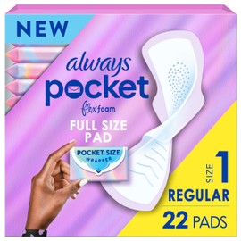 Always Pocket Flexfoam Pads, Size 1, Regular, with Wings, 22 Count