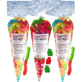 Best Mom Happy Birthday Series Bright Sour Worms And Red Cherry With Green Apple Gummi Gummy Bears (NET WT 31 OZ) (Pack of 3) In 1 Box Gourmet Kruise Signature Gift Bags