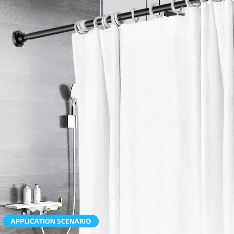 AIZESI Spring Tension Curtain Rod 29-63 Inch Black Stainless Steel