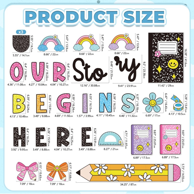 Classroom Door Cover Decoration Sticker, Our Story Begins Here Window