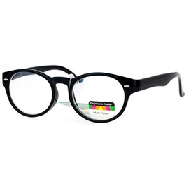Multi Focus Progressive Reader Glasses 3 Powers in 1 Oval Round Black +2.00