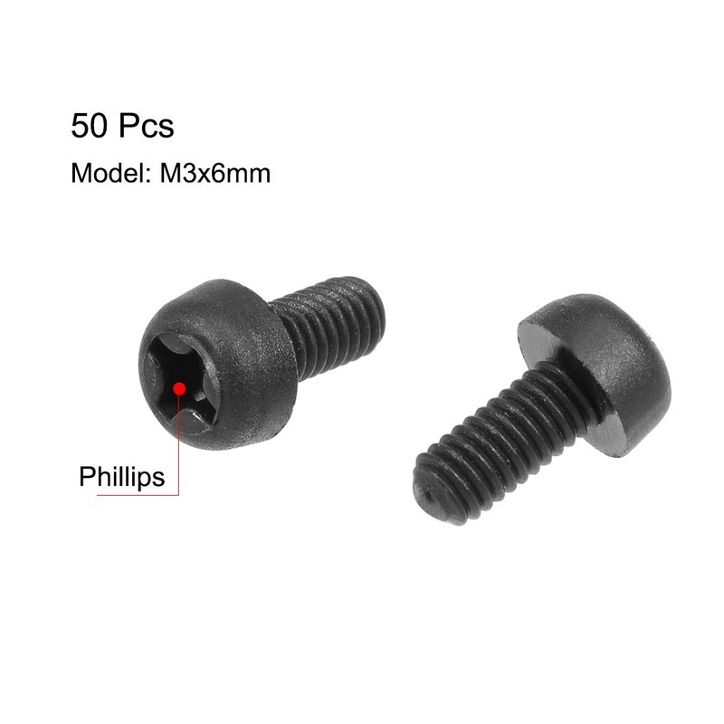 uxcell M3x6mm Threaded Nylon Phillips Cross Pan Head Machine Screws