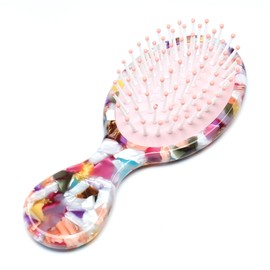 QinGoo Acetate Hair Brush Women's Travel Hair Brush Detangling Brush for Curls, Thick, Thin, Long, Short or Straight Hair, 1 Piece (Multicoloured, 14 cm x 4.8 cm)