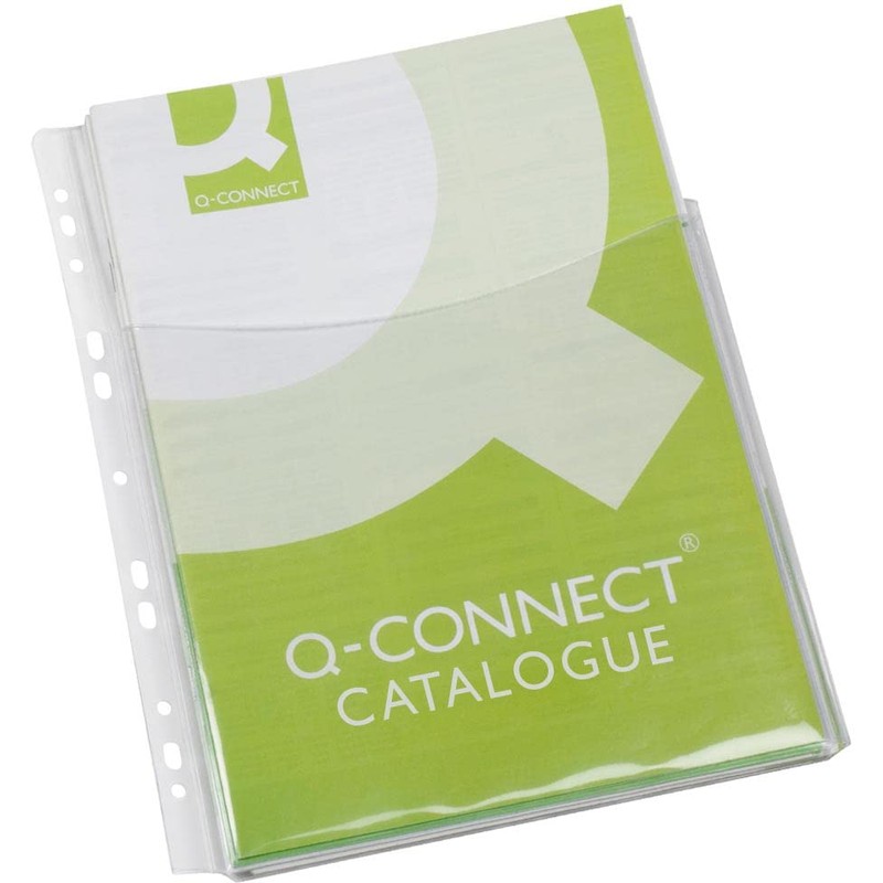 Q-Connect Expanding Punched Pocket 3/4 Length Front A4 (Pack of