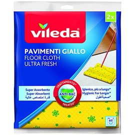 Vileda Floor Cloth, Yellow, Pack of 2