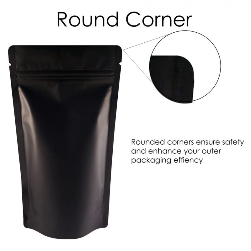 RIGHTPAK Stand Up Pouch Black Matt 25 Pieces 16cm x