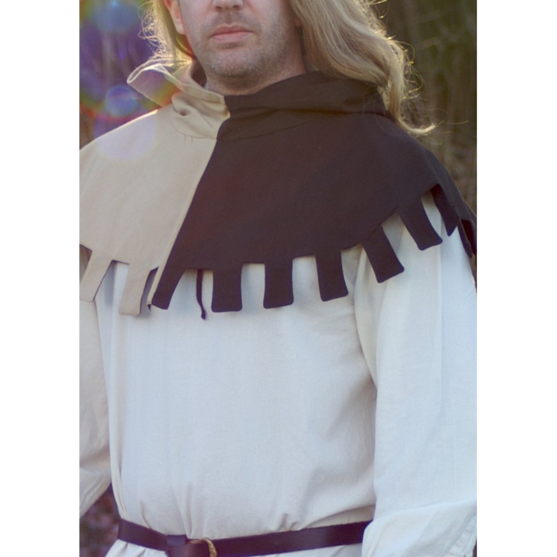 Battle-Merchant Medieval Gugel with Saddles, Beige/Brown Hat Hood Knight LARP